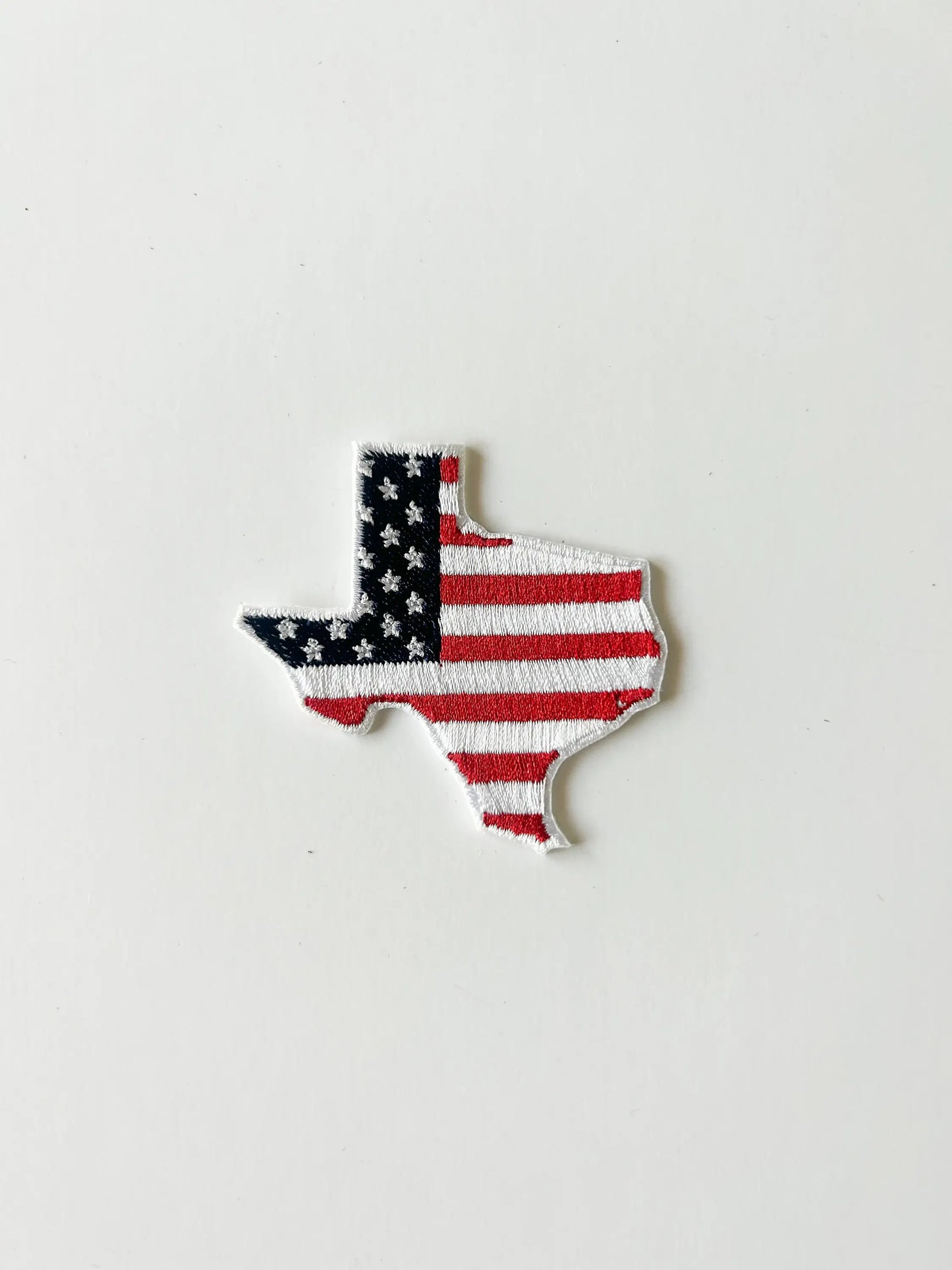 Texas State with American Flag Iron-On Patch