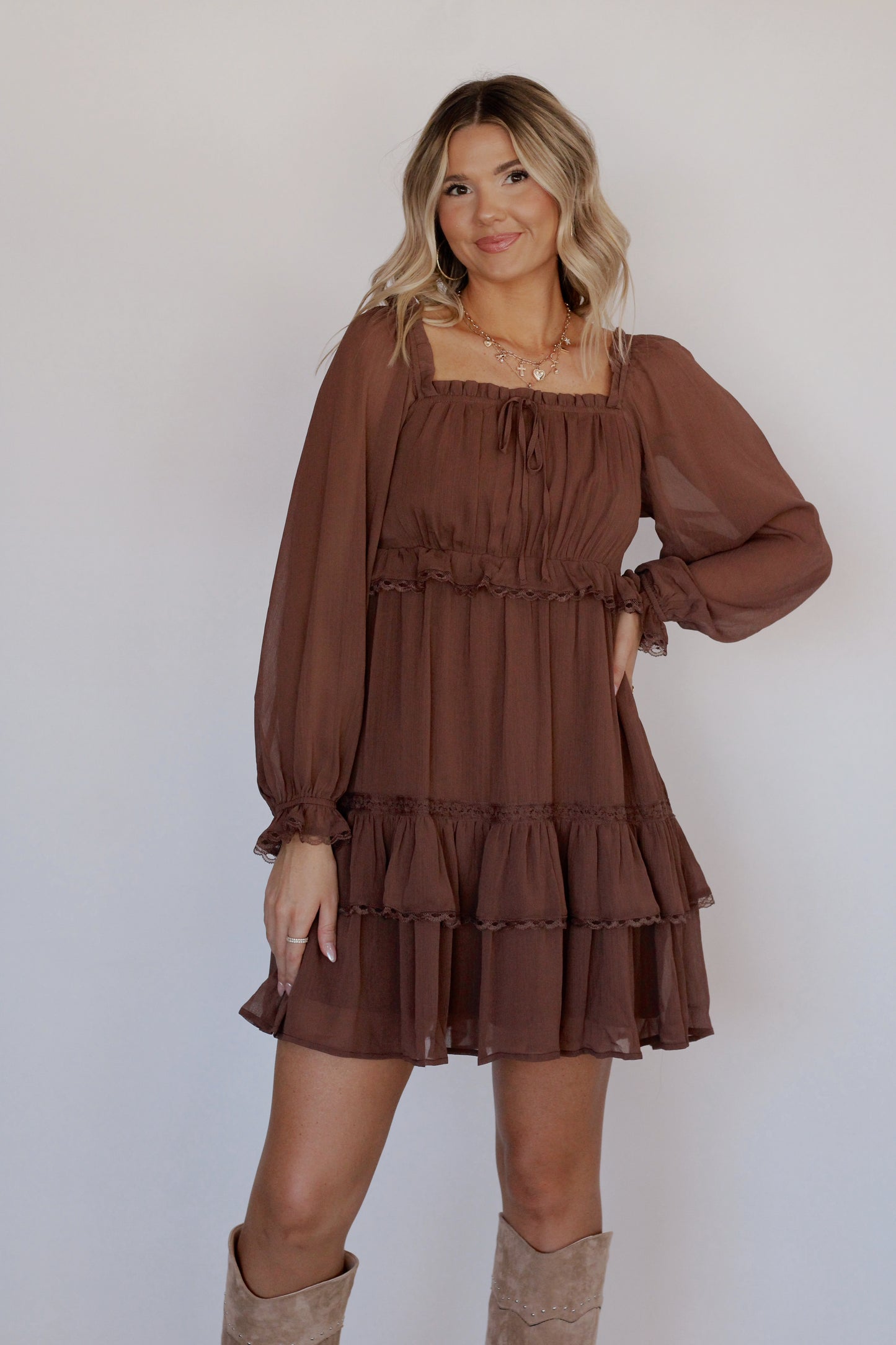 Mocha Muse Mini Dress- Mocha