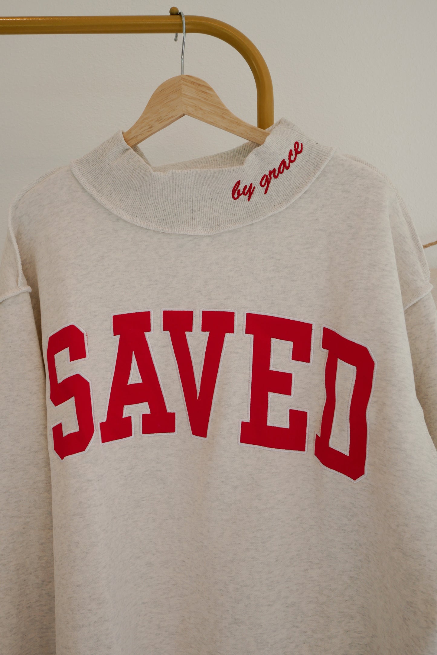 SAVED by Grace Mock Neck Sweatshirt- Ash Gray