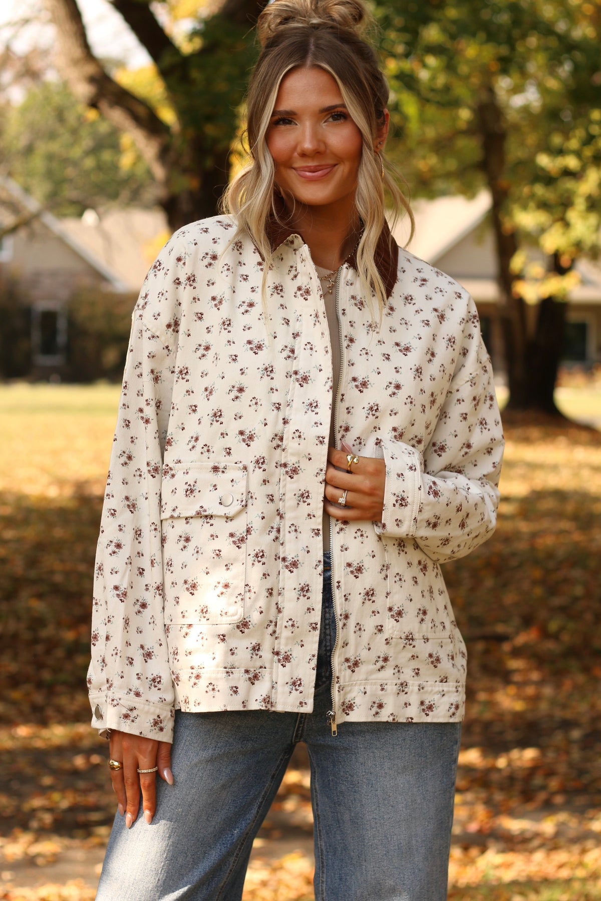 The Marigold Denim Jacket- Ivory Multi