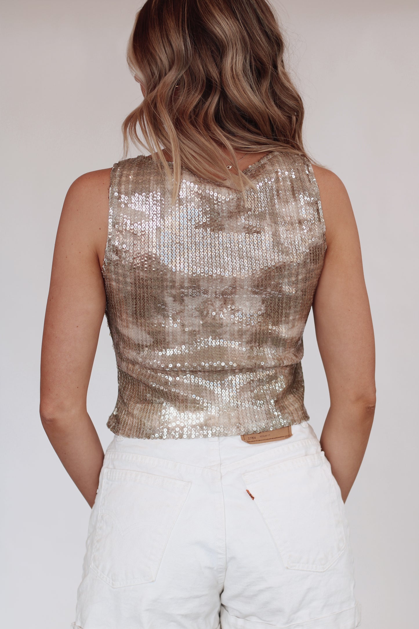 Shimmery Shell Tank- Brown Multi