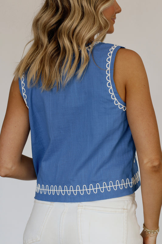 Ocean Mosaic Tank- Blue