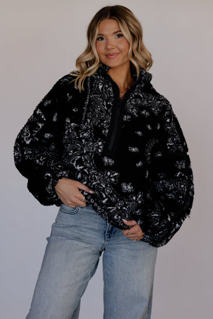 Savannah Sherpa Fleece Jacket- Black