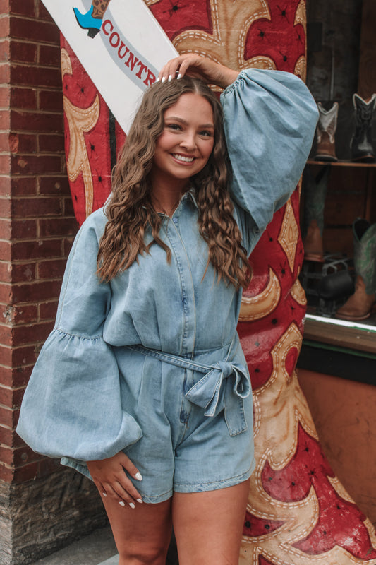 Rebekah Romper- Denim