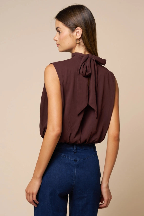 Espresso Hour Chiffon Top- Dark Chocolate