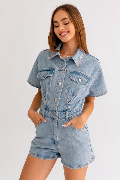 Sun Goes Down Denim Romper