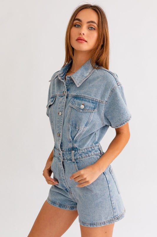 Sun Goes Down Denim Romper