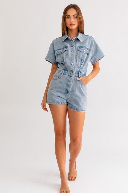 Sun Goes Down Denim Romper