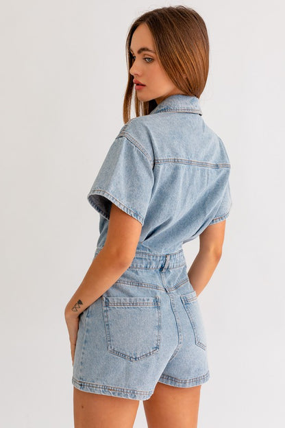 Sun Goes Down Denim Romper