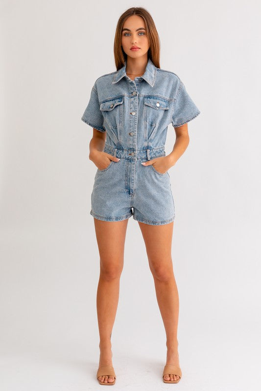 Sun Goes Down Denim Romper