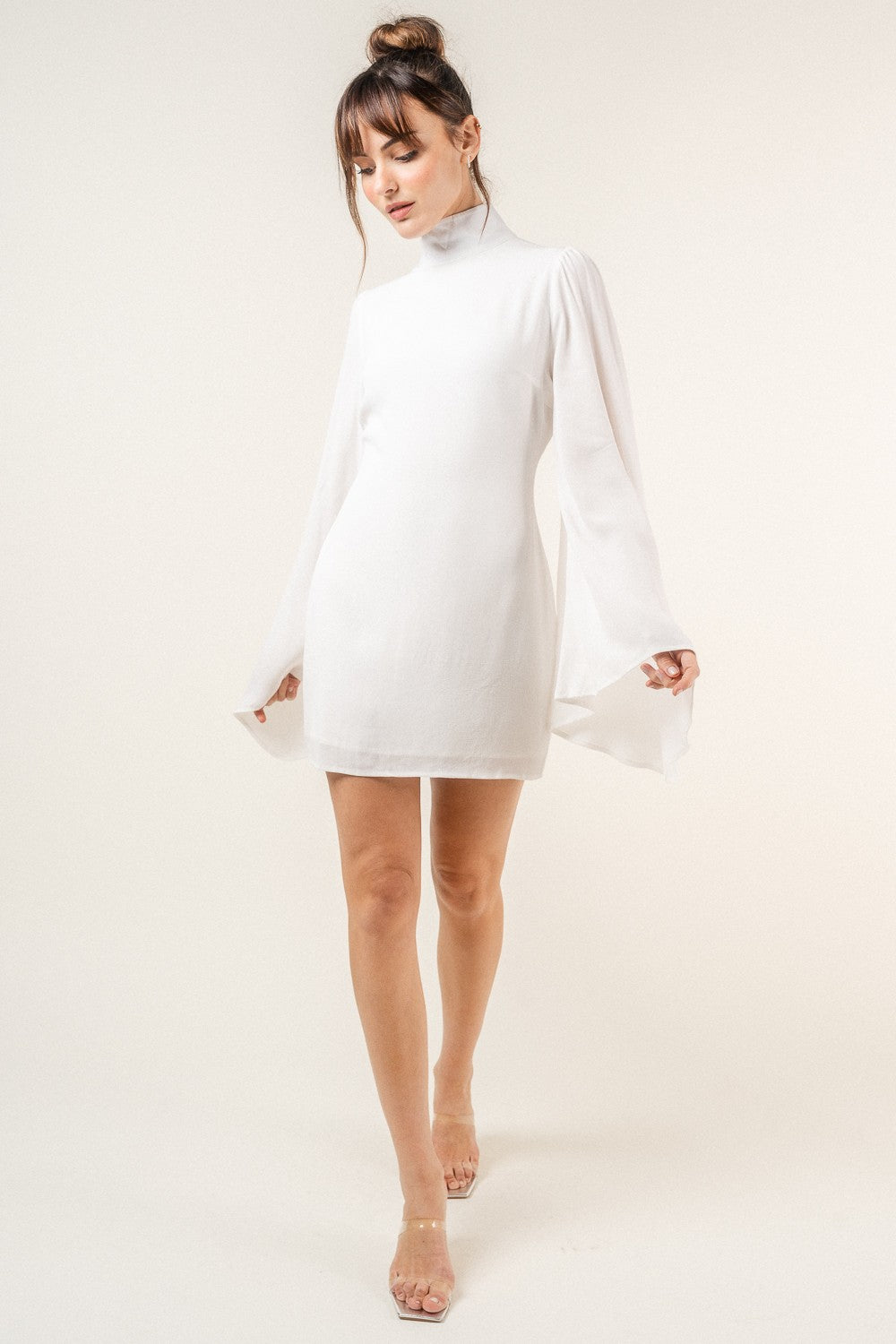 *PRE ORDER* Marry Me Mock Neck Mini Dress- White 1/27