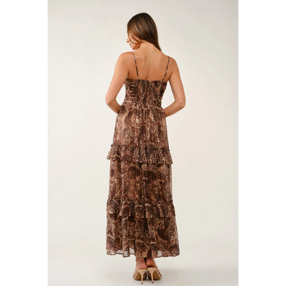 The Catalina Maxi Dress- Brown Multi