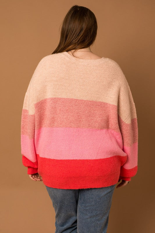 So Sweet Stripe Sweater- Cream/Pink