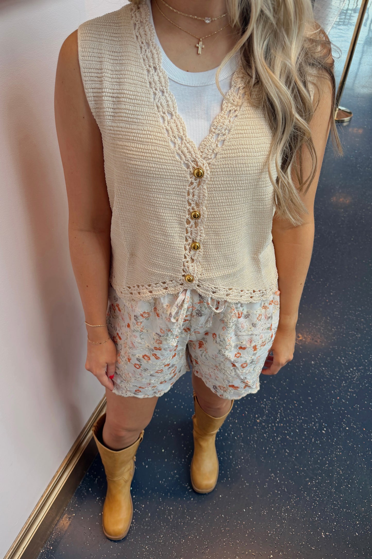 Amelia's Flowers Embroidered Shorts- Burnt Orange