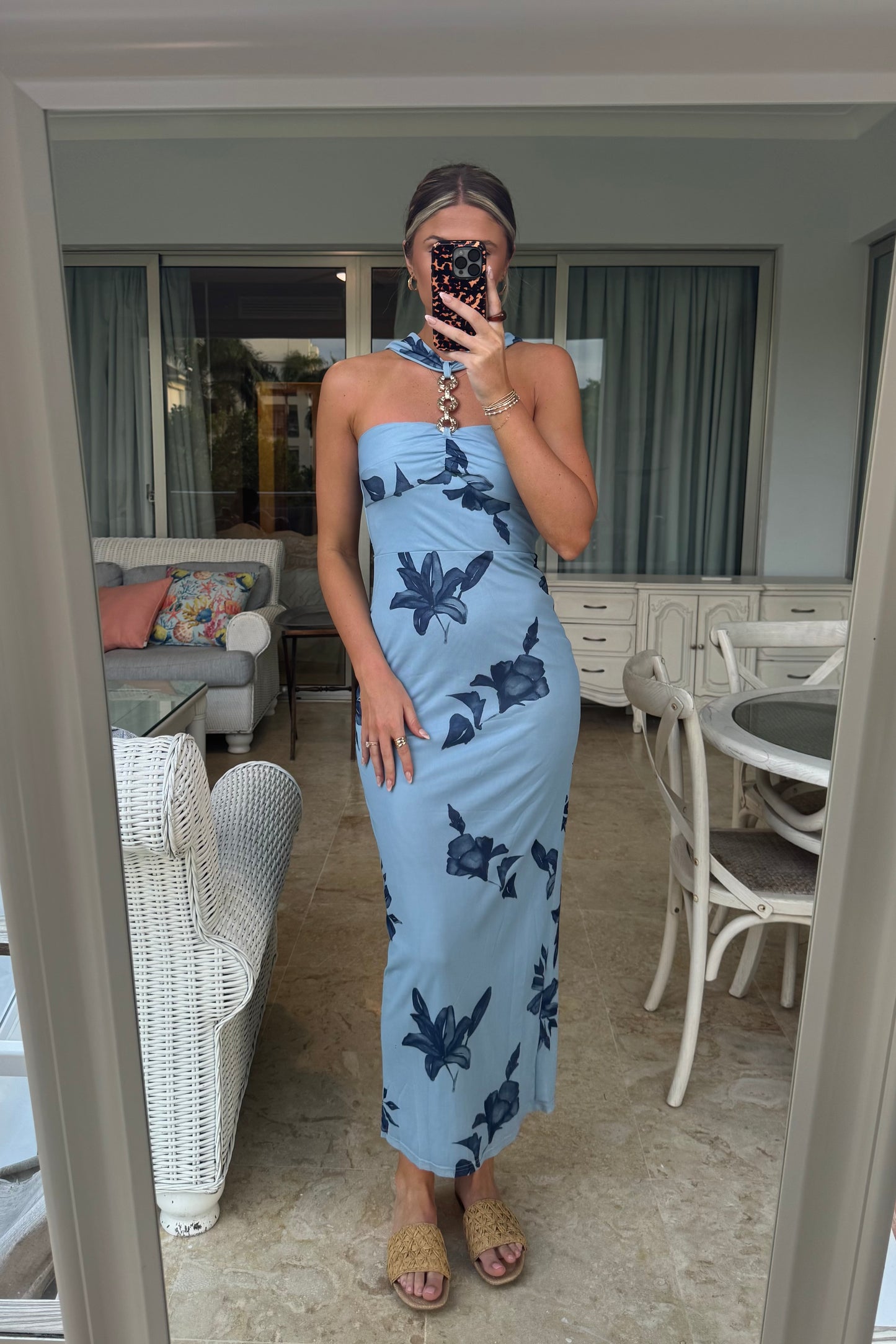 Petal & Sky Dress- Light Blue