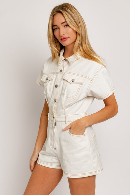 Sun Goes Down Denim Romper