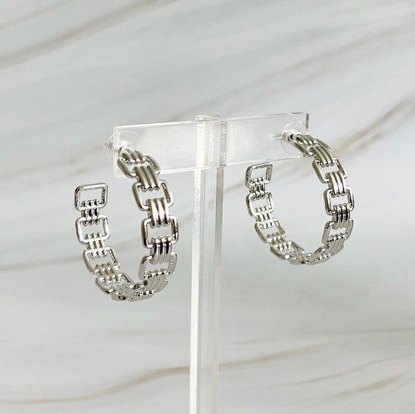 Linked Golden Hoop Earrings