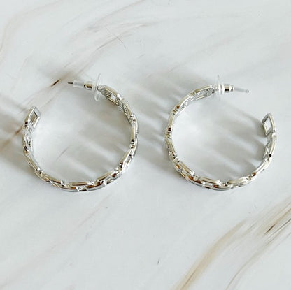 Linked Golden Hoop Earrings