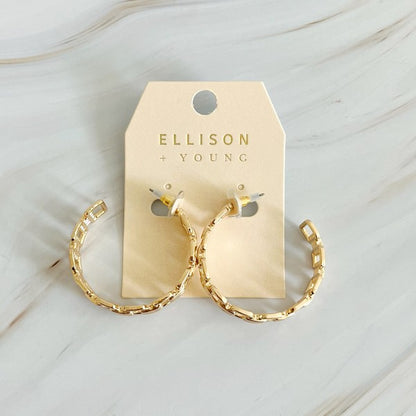 Linked Golden Hoop Earrings