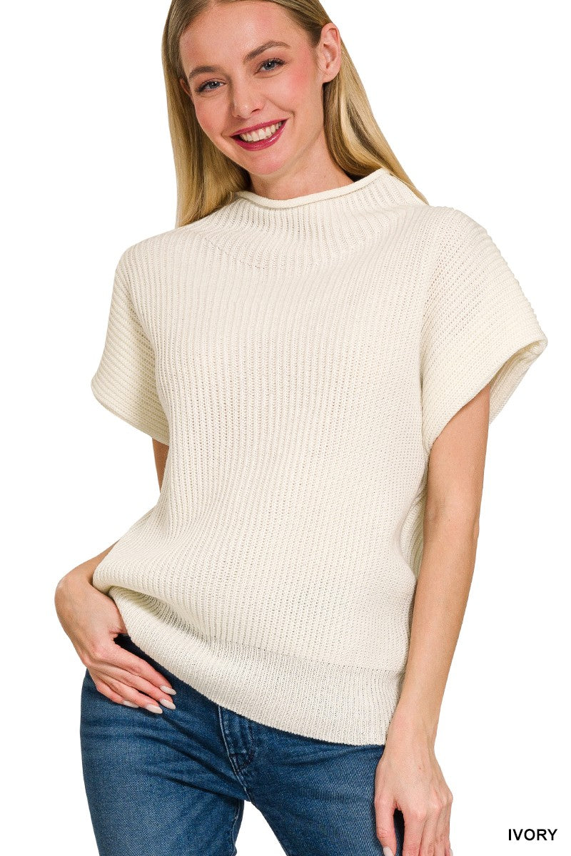 Merry Mock Neck Sweater- Burgundy & Cream