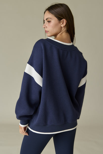Coastal Caroline Pullover- Gray/Navy