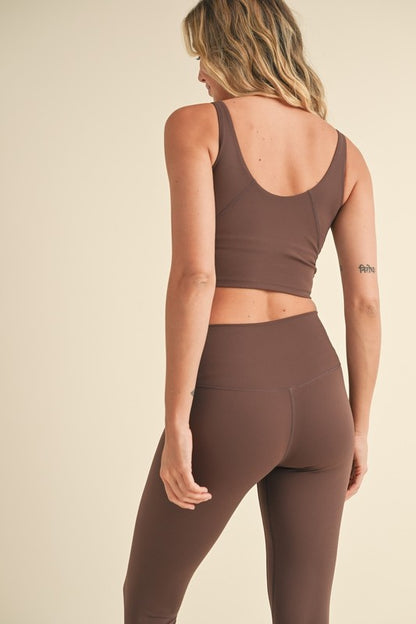 Southwest Aligned Cropped Tank- Chocolate