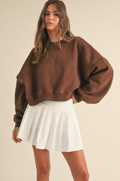 Southwest Fleece Oversized Crewneck- Chocolate