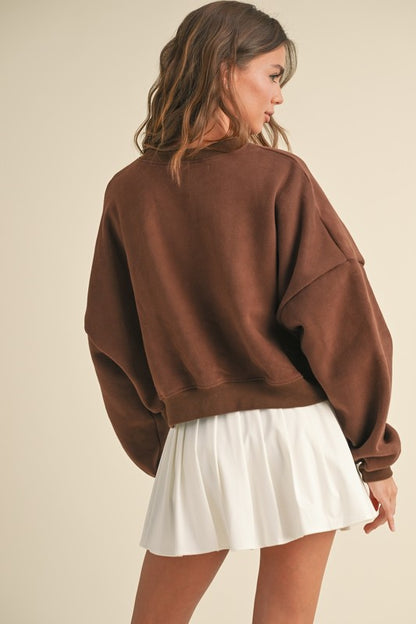 Southwest Fleece Oversized Crewneck- Chocolate