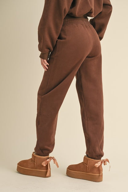 Southwest Fleece Jogger Sweatpants- Chocolate