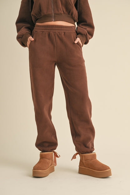 Southwest Fleece Jogger Sweatpants- Chocolate