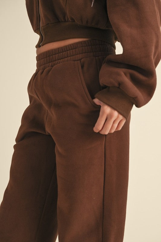 Southwest Fleece Jogger Sweatpants- Chocolate