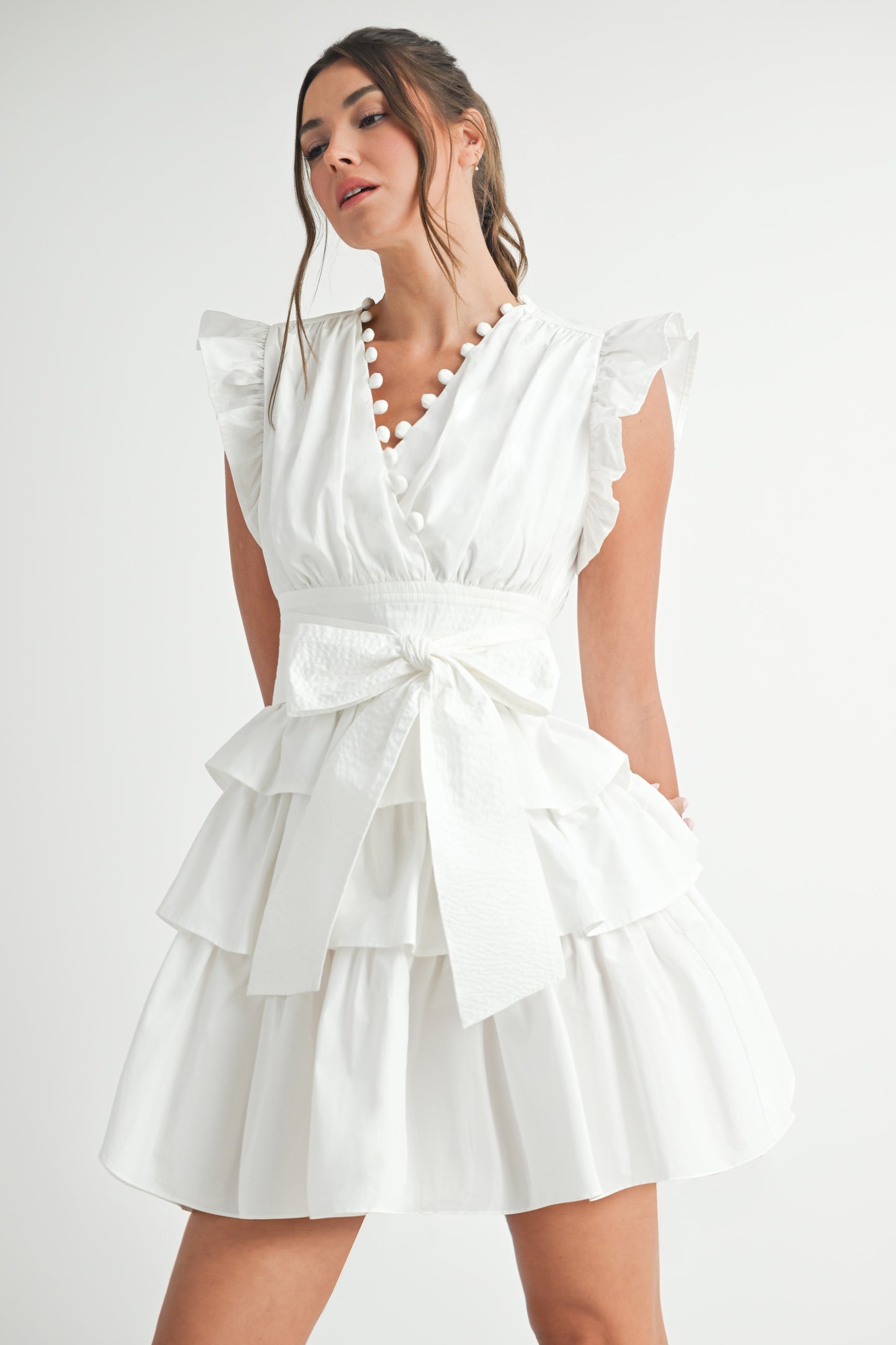 Rehearsal Dinner Ready Ruffle Mini Dress- White