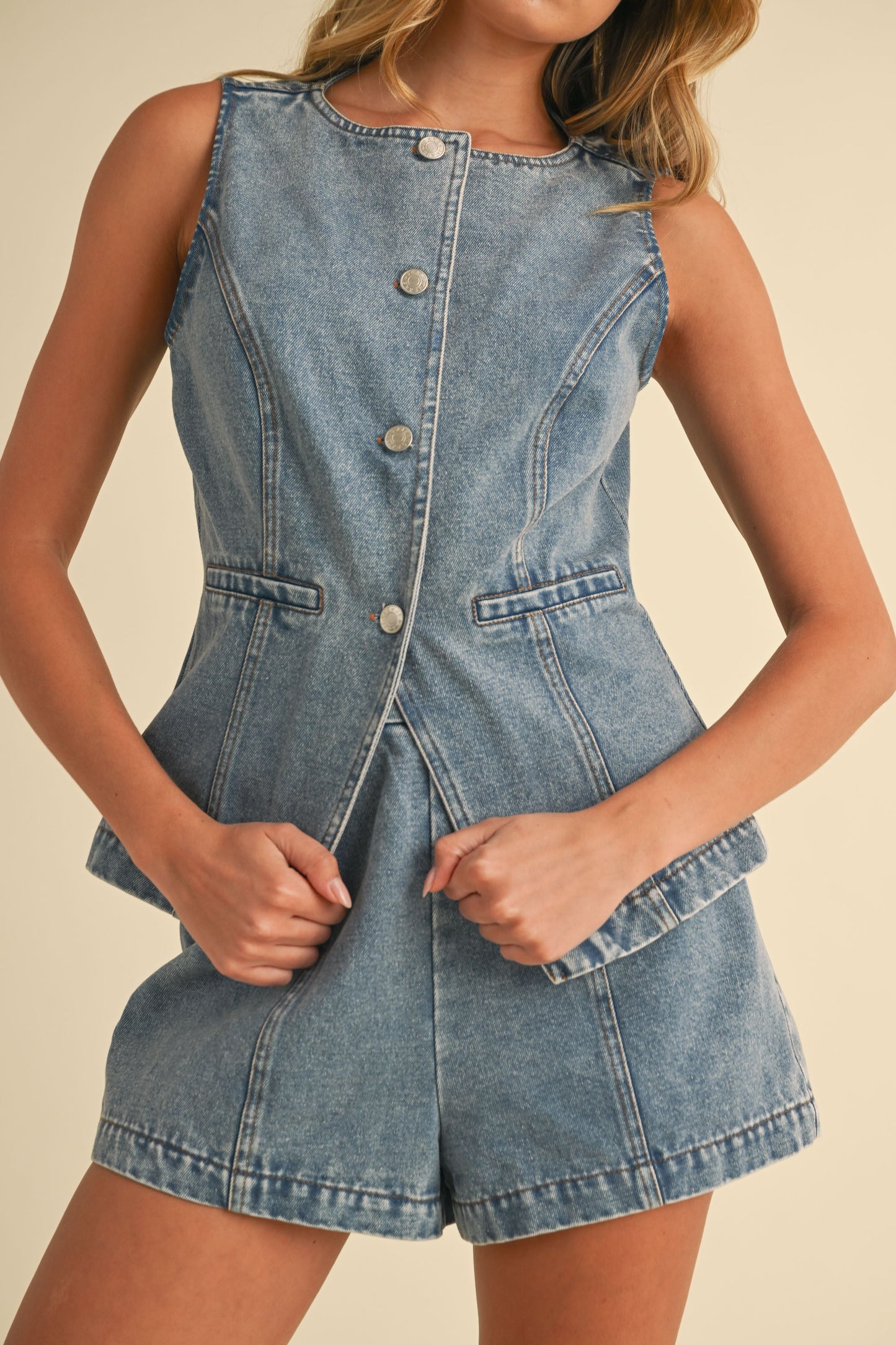 Drover Denim Button Set- Light Denim