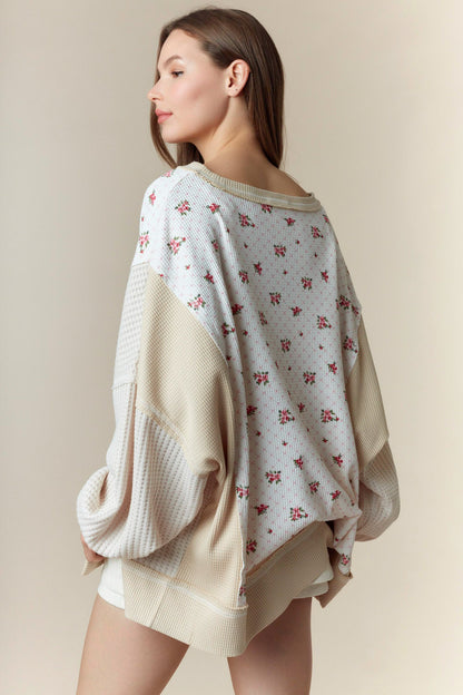 Wander in Bloom Crewneck- Taupe