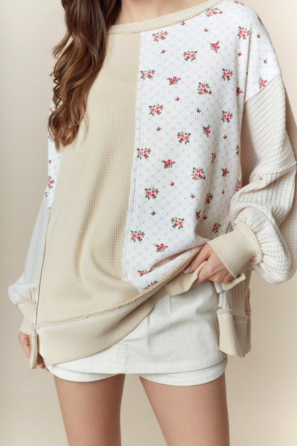 Wander in Bloom Crewneck- Taupe