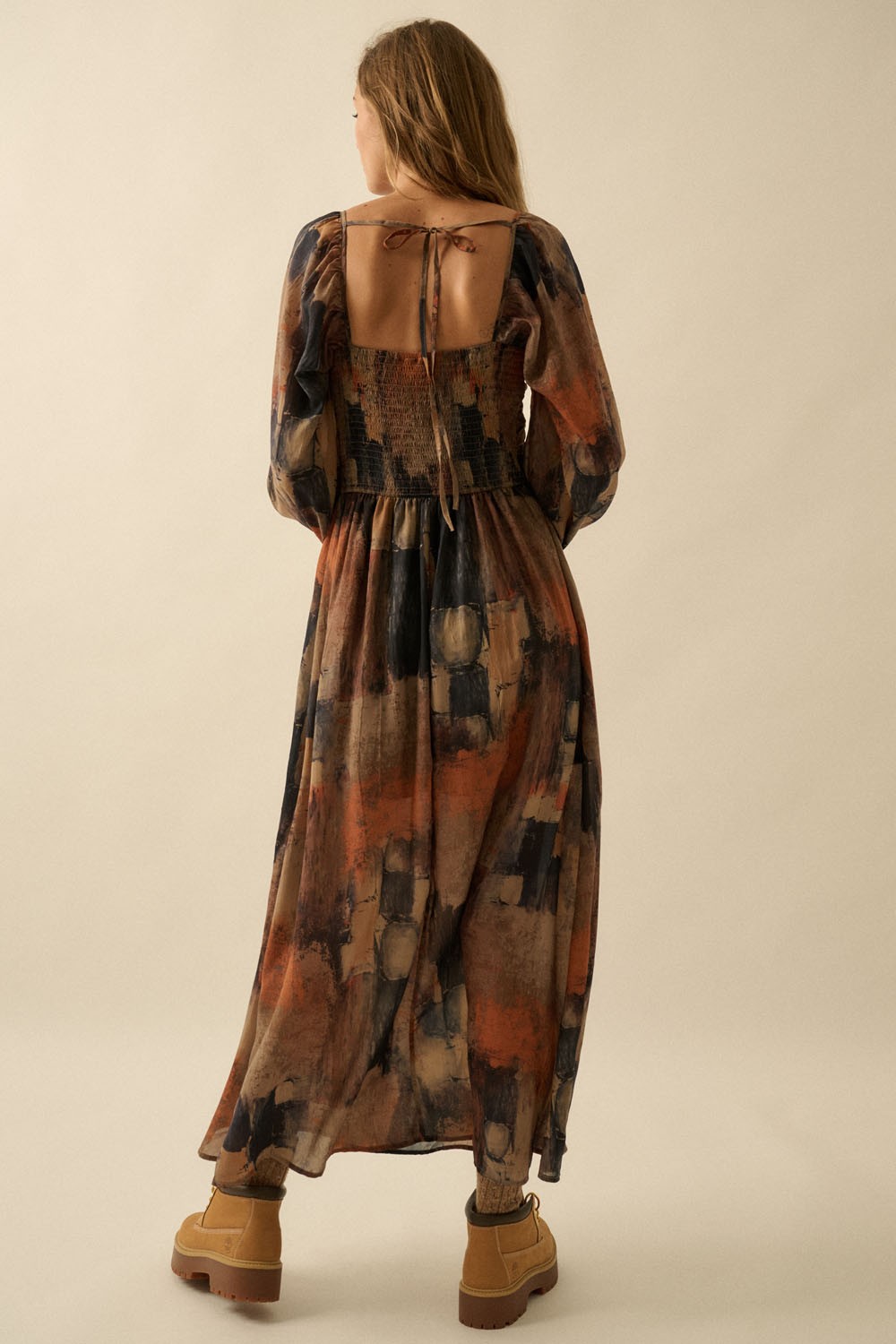 Autumn Ember Maxi Dress- Brown