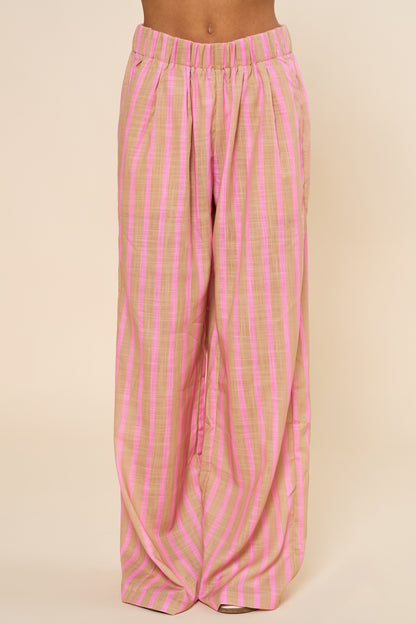 Sunset Sands Linen Pants- Pink/Taupe