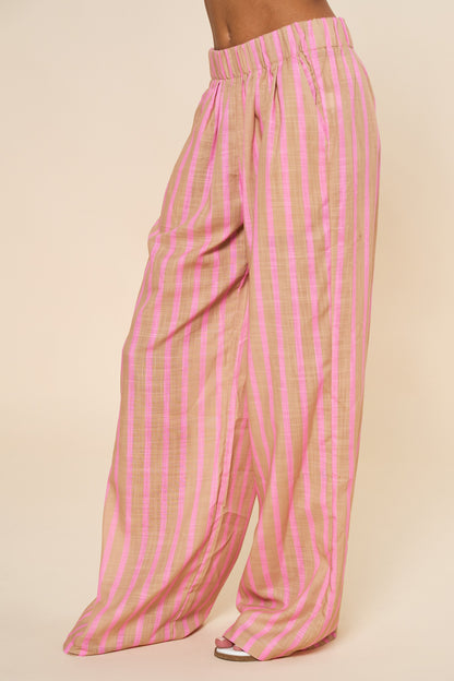 Sunset Sands Linen Pants- Pink/Taupe