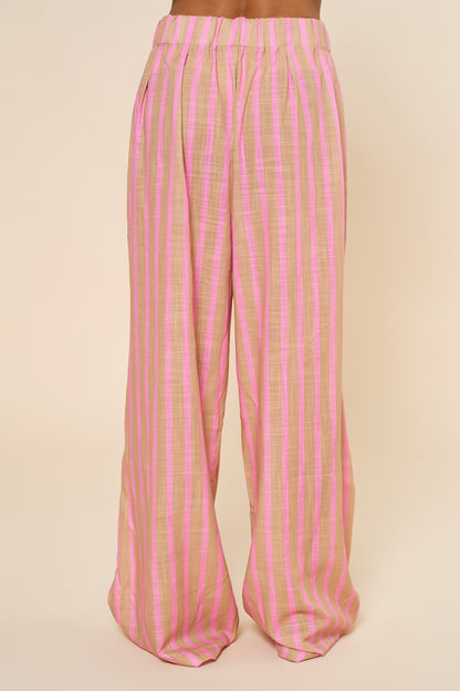 Sunset Sands Linen Pants- Pink/Taupe