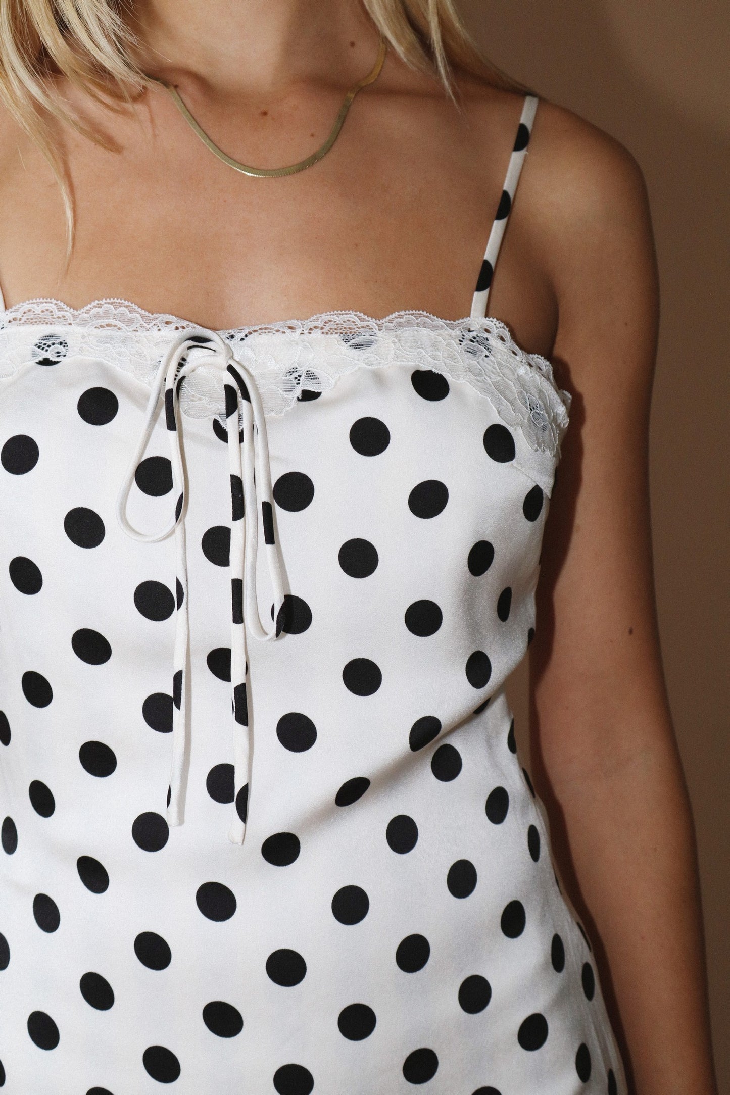 Dotty Darling Lace Dress- Cream