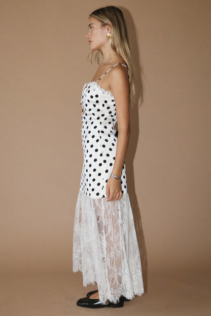 Dotty Darling Lace Dress- Cream