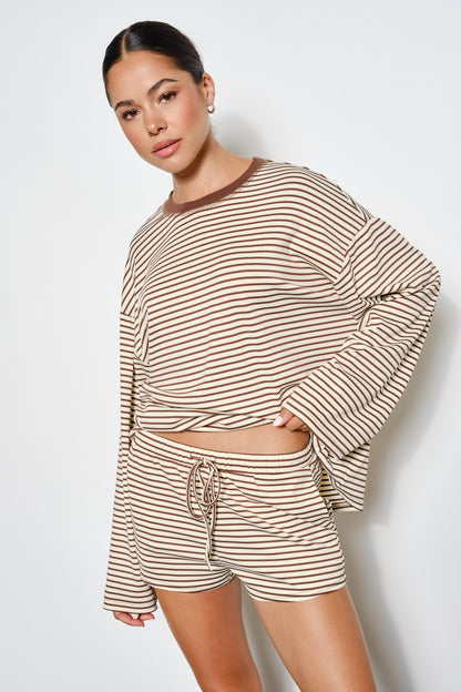 Soft Landing Stripe Set- Cream/Brown