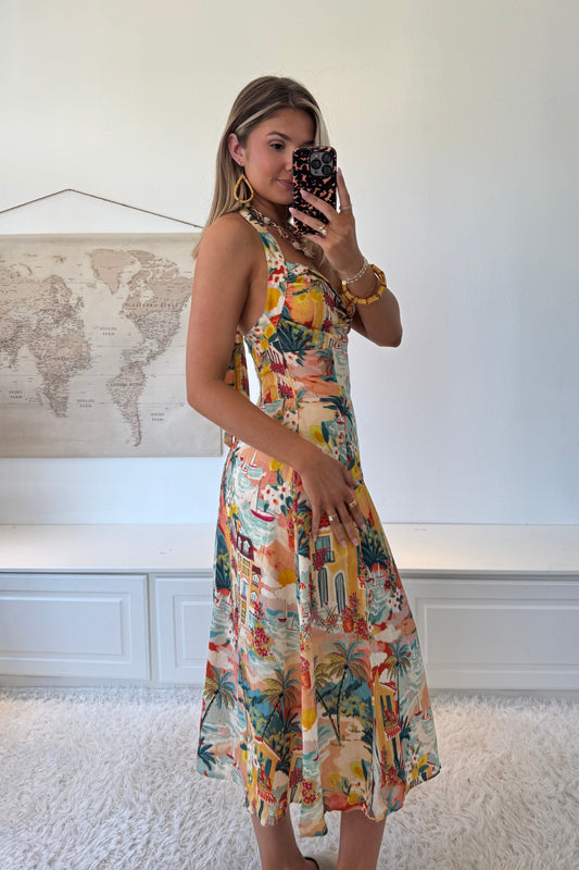 Timeless Tropics Midi Dress- Sunset Isle