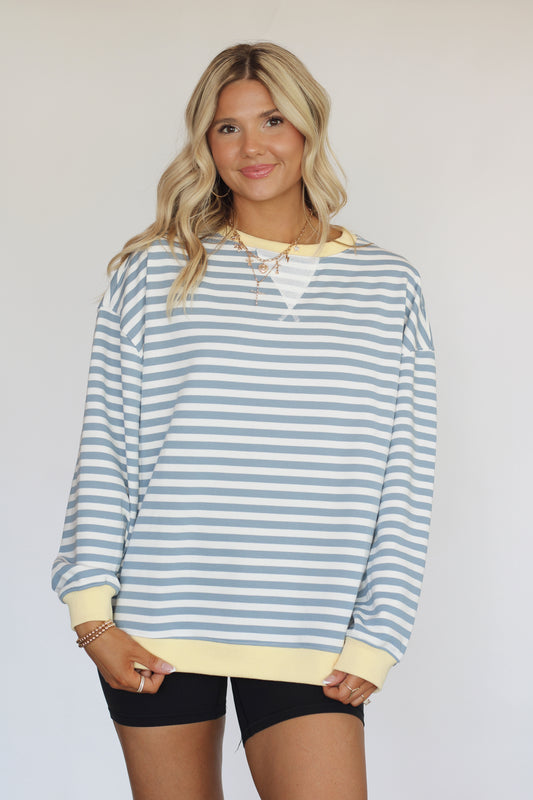 Jet Setter Striped Top- Blue/Yellow