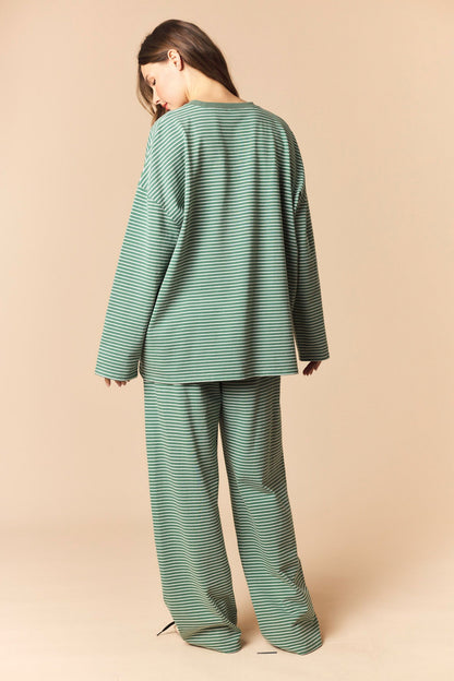 Let's Wander Stripe Set- Hunter Green