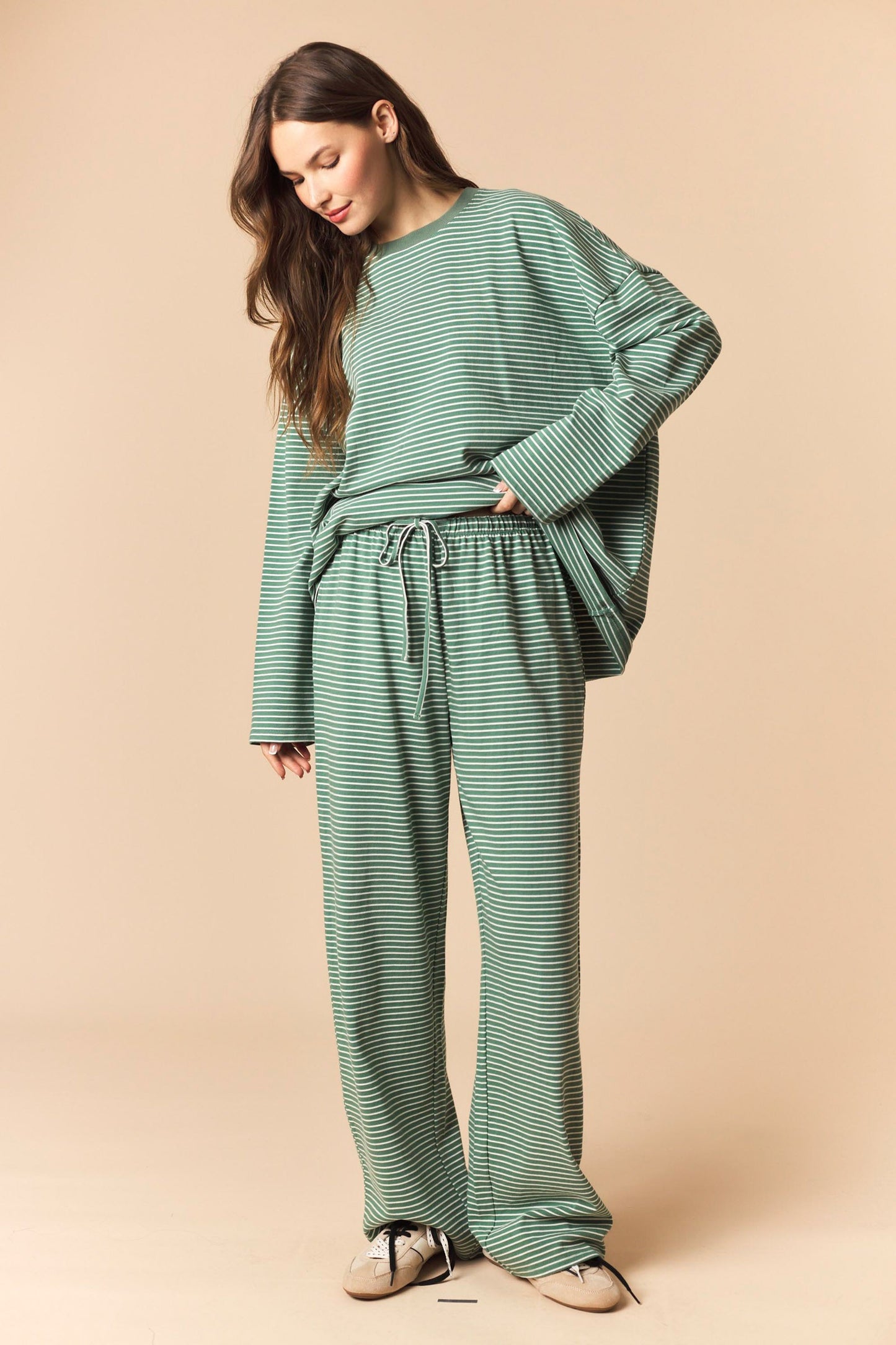 Let's Wander Stripe Set- Hunter Green