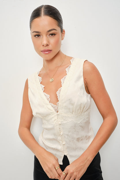 The Amalfi Evening Tank- Cream