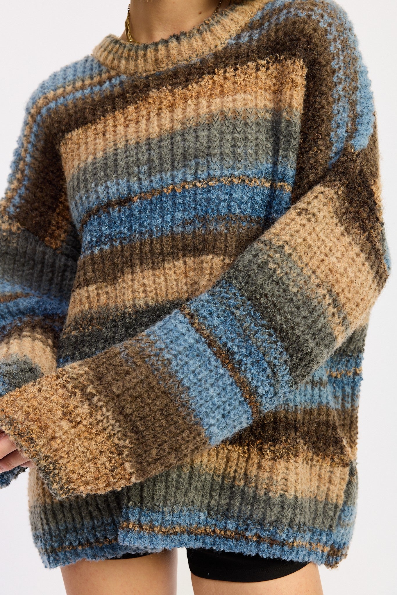 Lisa Knit Striped Sweater- Brown Blue Mix