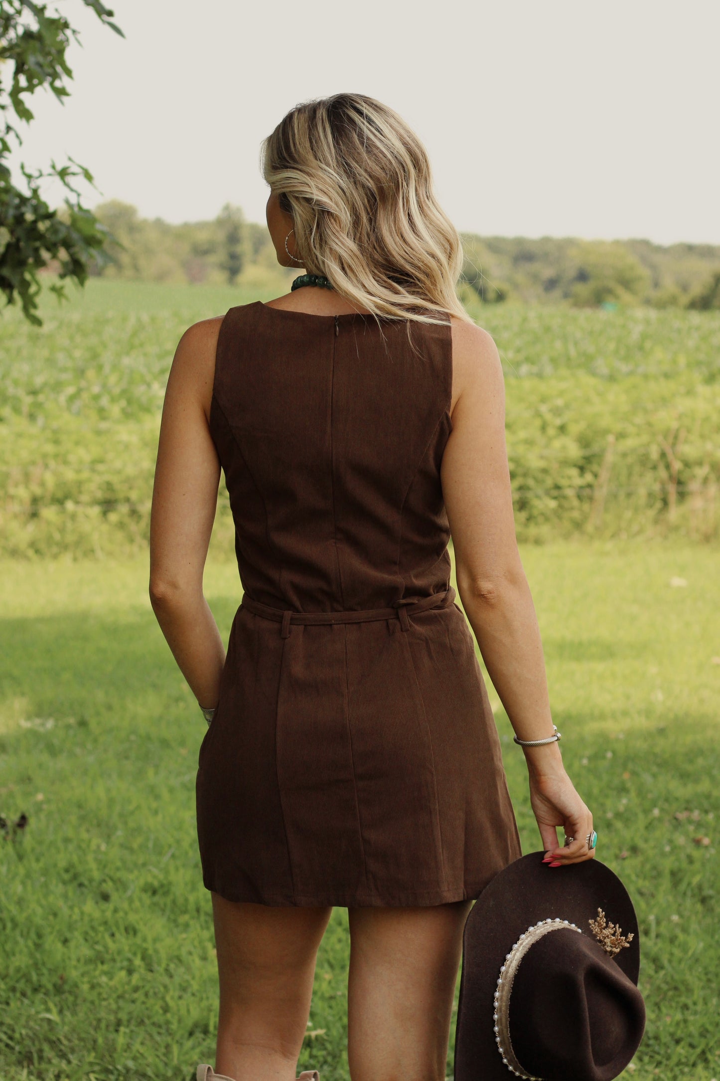 Suede Social Mini Dress- Brown