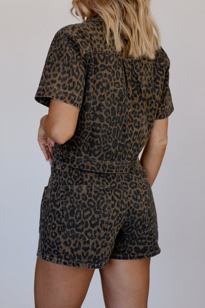 Hannah Leopard Top- Brown